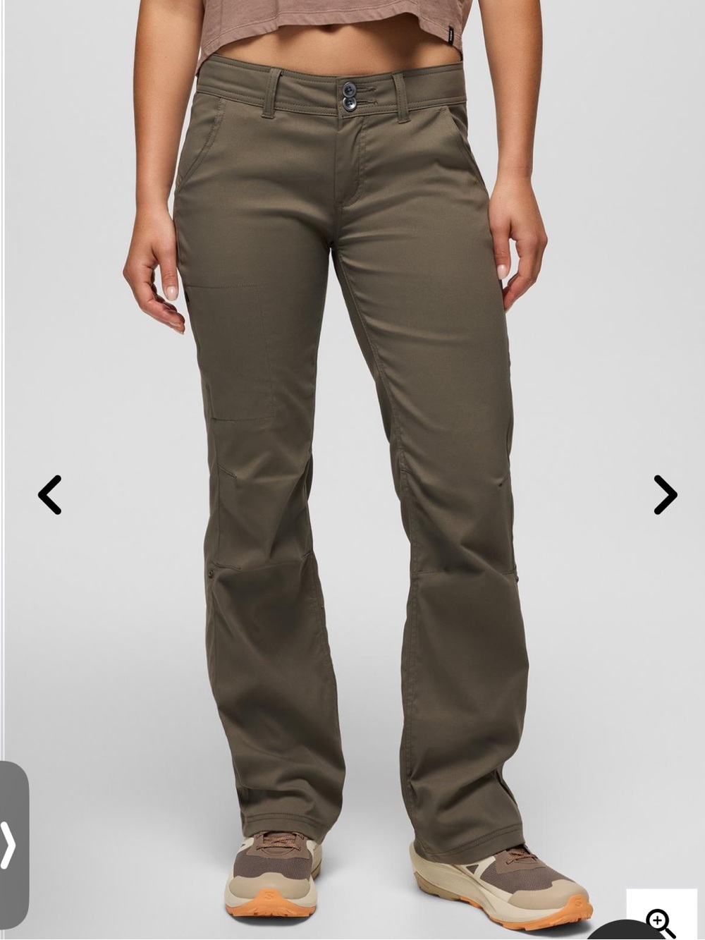 Prana Halle Low Rise Bootcut Pants Sz 2 Short Olive Green Hiking Outdoor
